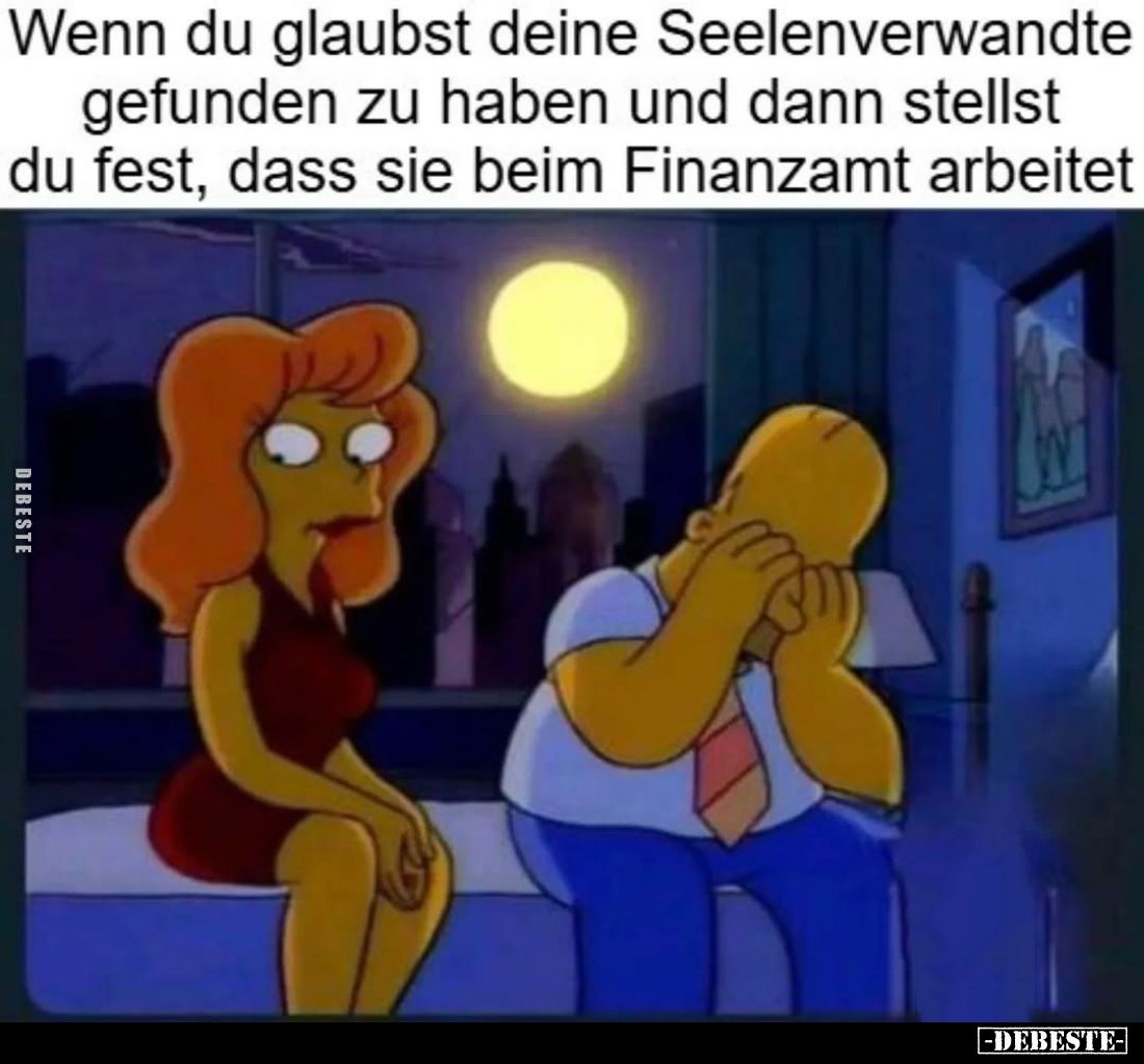 Wenn du glaubst deine Seelenverwandte gefunden zu haben und dann stellst du fest, dass sie beim Finanzamt arbeitet.
