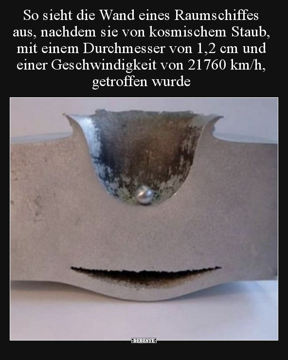 So sieht die Wand eines Raumschiffes aus, nachdem sie von.. - Lustige Bilder | DEBESTE.de