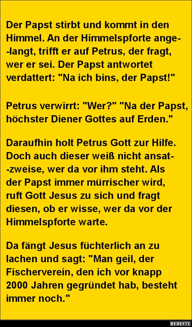 Der Papst stirbt und kommt in den Himmel.. - Lustige Bilder | DEBESTE.de
