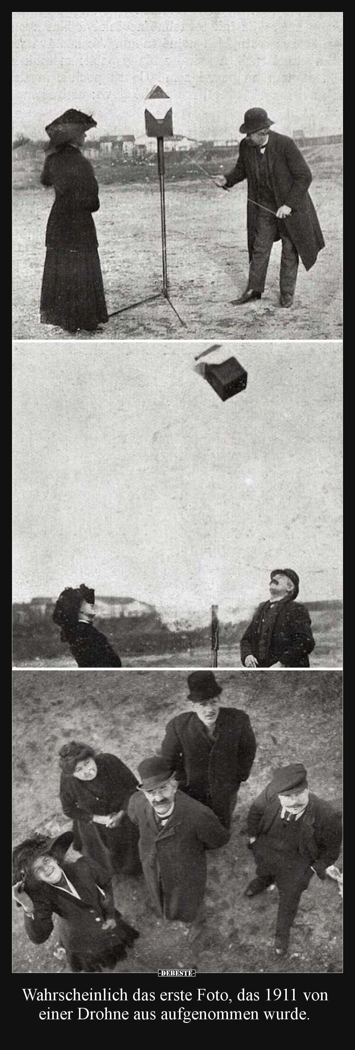 Wahrscheinlich das erste Foto, das 1911 von einer Drohne aus aufgenommen wurde.