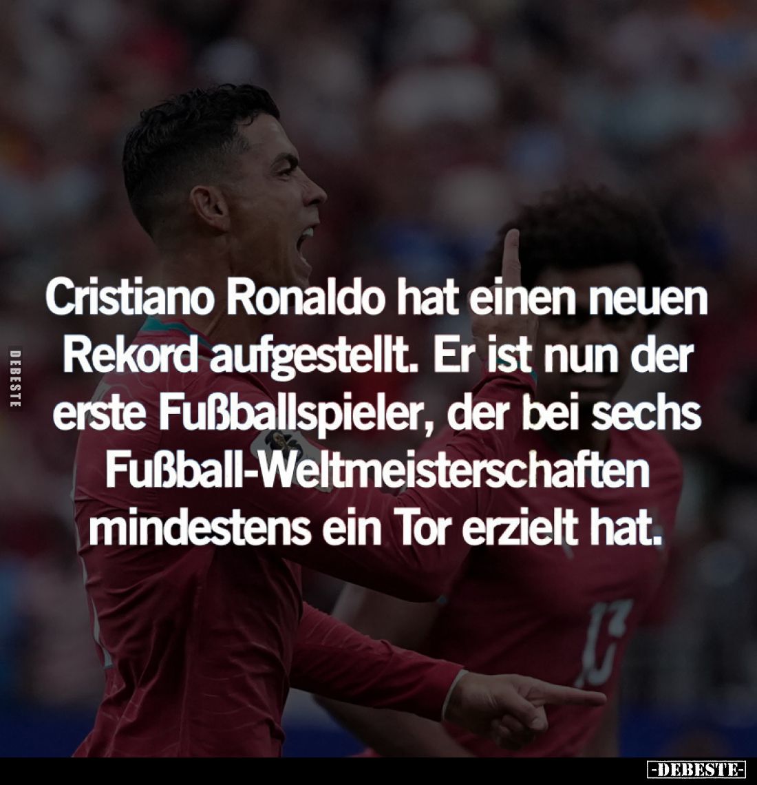 Cristiano Ronaldo hat einen neuen Rekord aufgestellt. Er ist nun der erste Fußballspieler, der bei sechs Fußball-Weltmeisters...