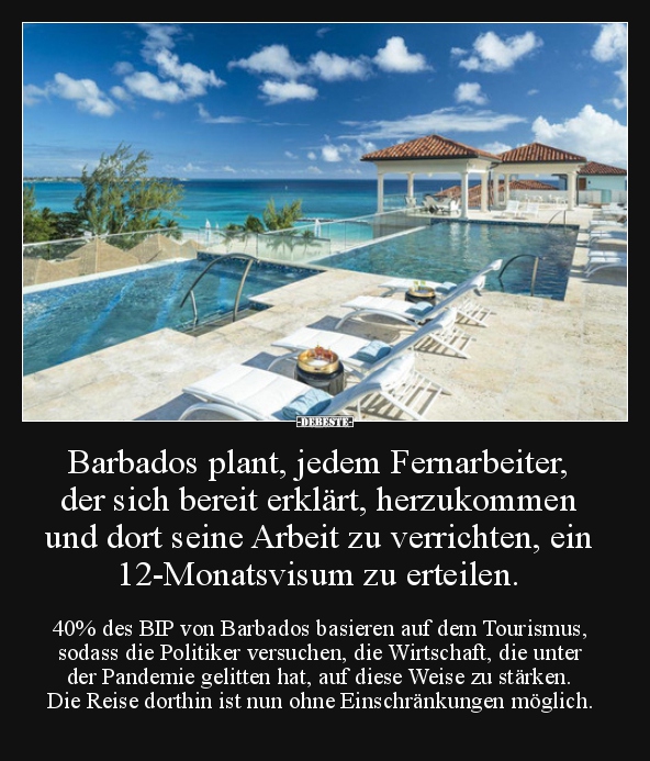 Barbados plant, jedem Fernarbeiter, der sich bereit..
