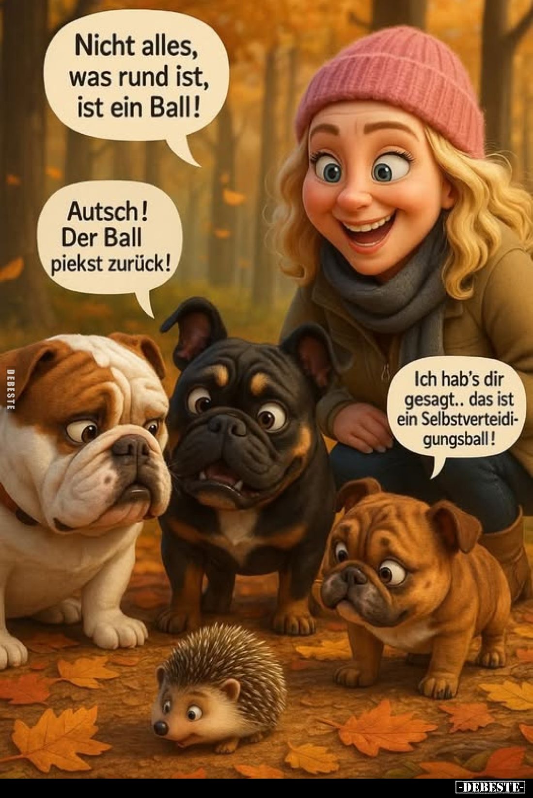 Nicht alles, was rund ist, ist ein Ball!
-
Autsch! Der Ball piekst zurück!
-
Ich hab's dir gesagt.. das ist ein Selbstver...
