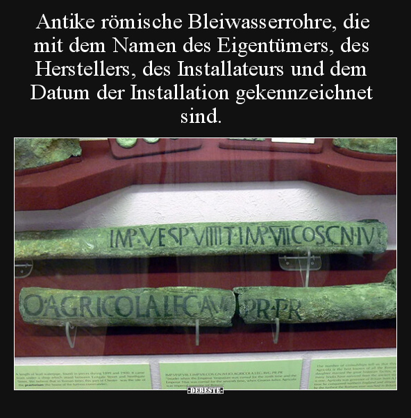 Antike römische Bleiwasserrohre, die mit dem Namen des.. - Lustige Bilder | DEBESTE.de