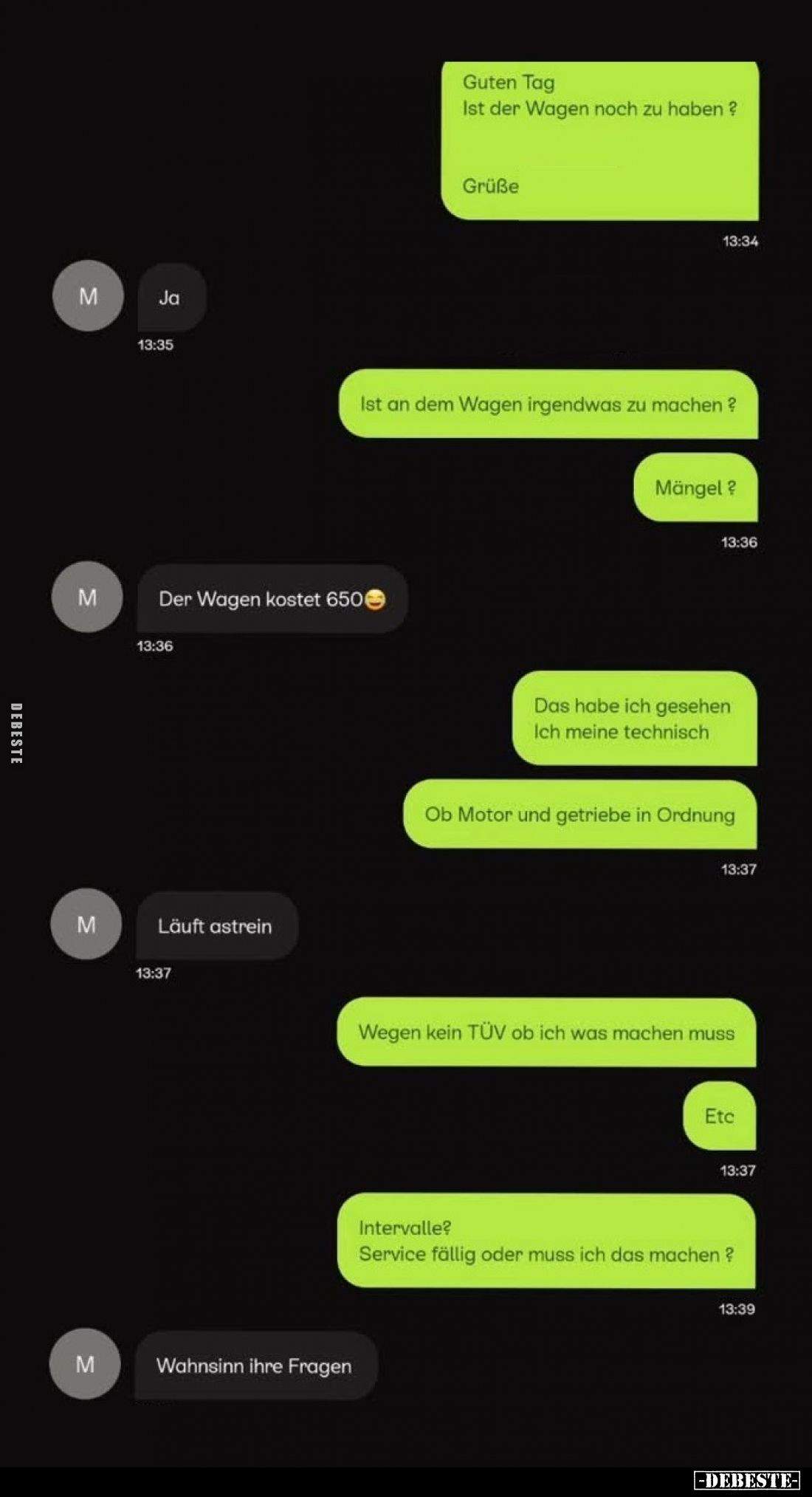 Guten Tag. Ist der Wagen noch zu haben? Grüße... - Lustige Bilder | DEBESTE.de
