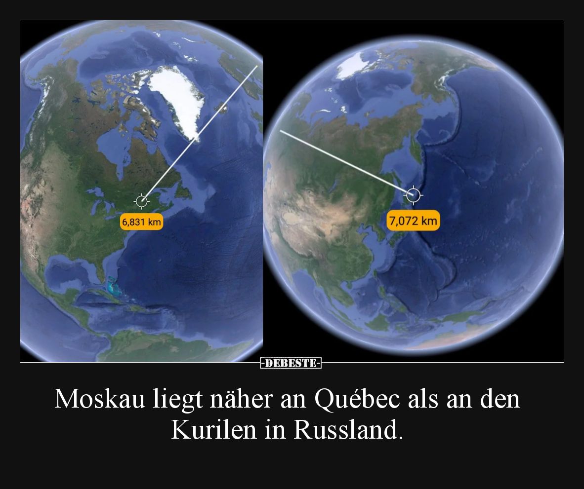 Moskau liegt näher an Québec als an den Kurilen in Russland.