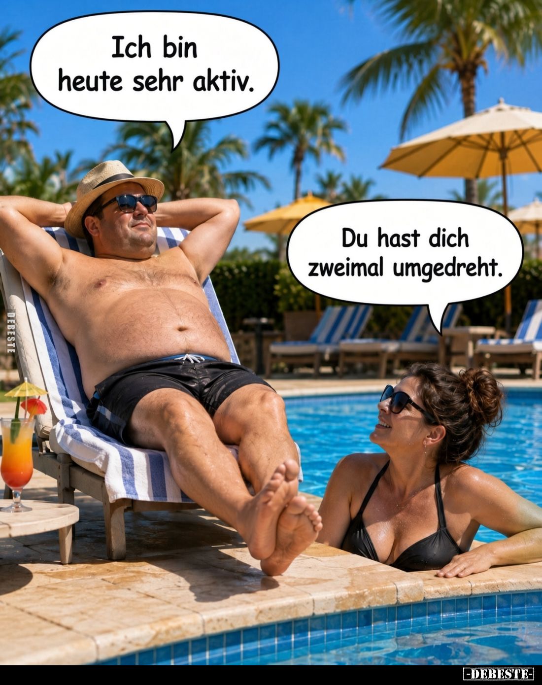 Ich bin heute sehr aktiv. -
Du hast dich zweimal umgedreht.