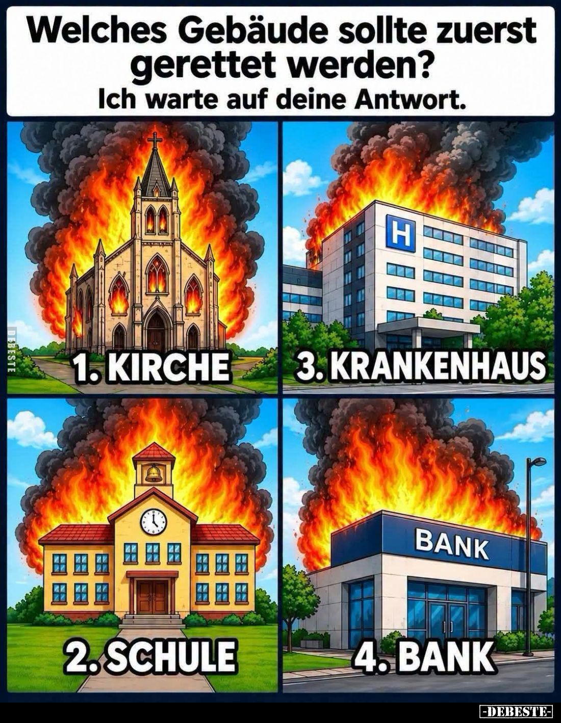 Welches Gebäude sollte zuerst gerettet werden?