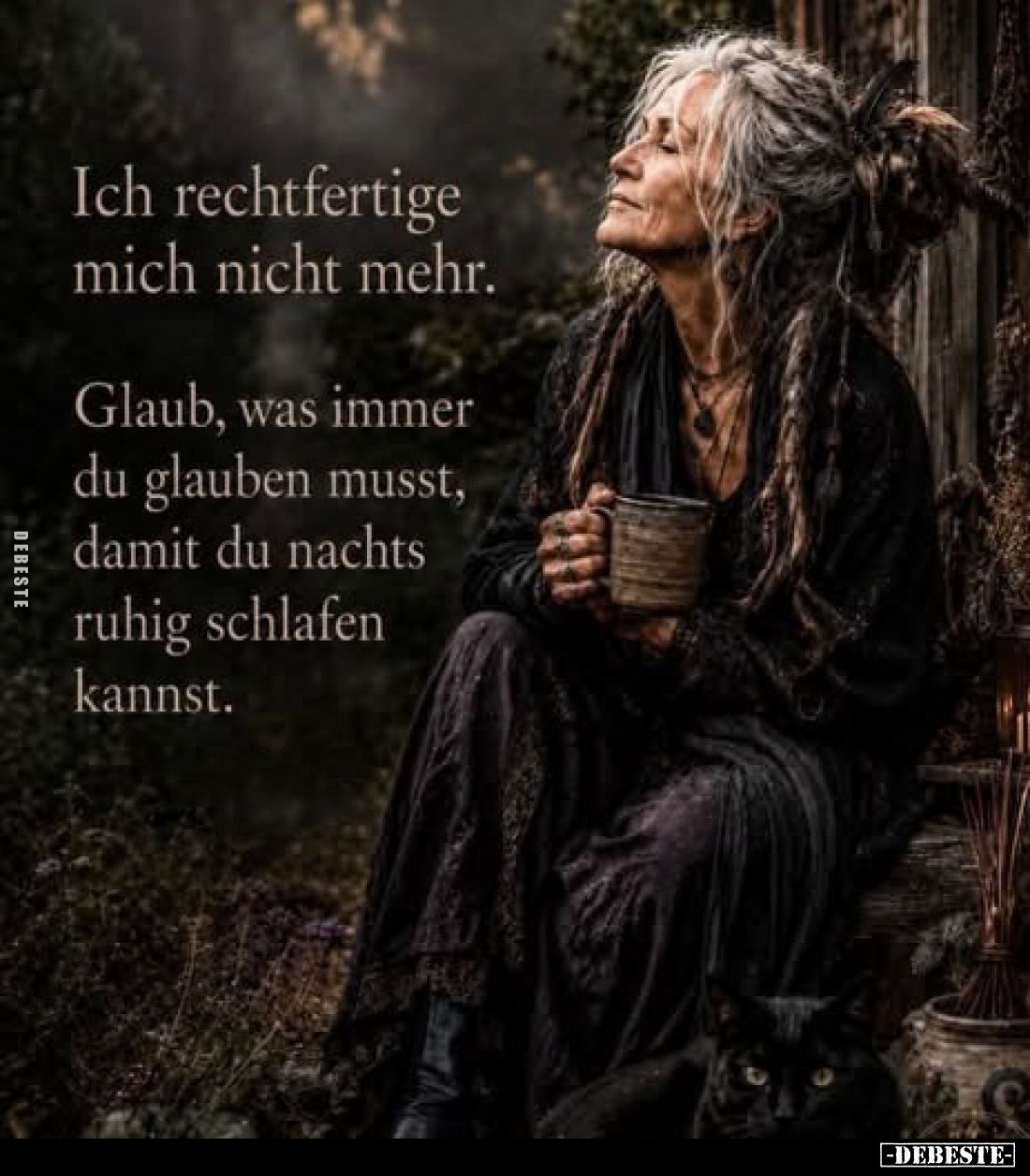 Ich rechtfertige mich nicht mehr.
Glaub, was immer du glauben musst, damit du nachts ruhig schlafen kannst.
