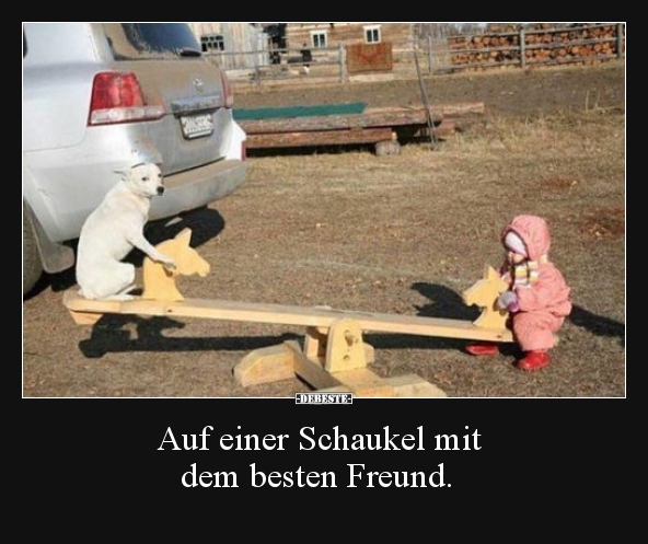 Auf einer Schaukel mit dem besten Freund.