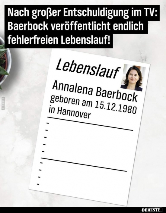 Nach großer Entschuldigung im TV: Baerbock veröffentlicht.. - Lustige Bilder | DEBESTE.de