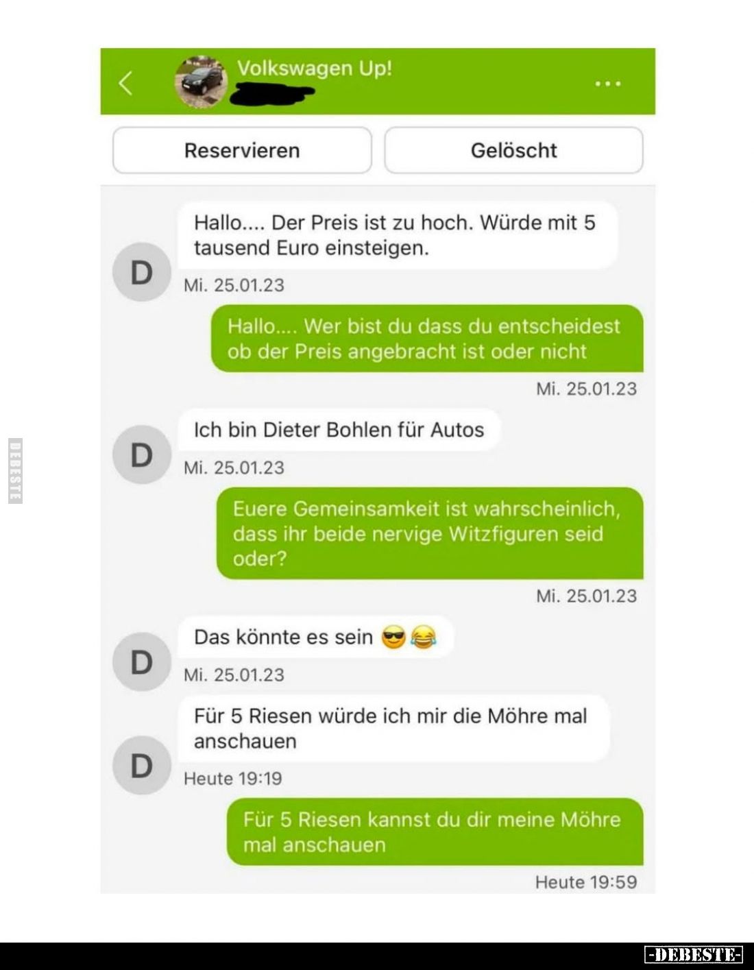 Hallo.... Der Preis ist zu hoch. Würde mit 5 tausend Euro einsteigen.
-
Hallo.... Wer bist du dass du entscheidest ob der P...