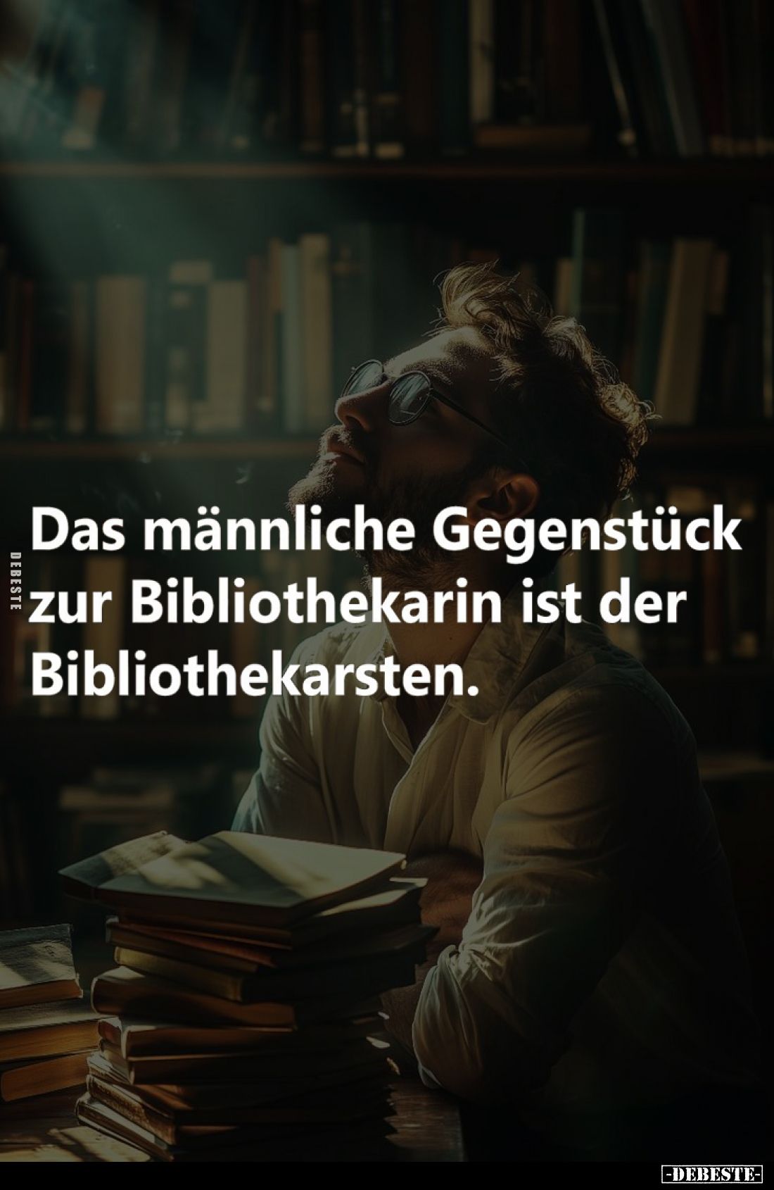 Das männliche Gegenstück zur Bibliothekarin ist der Bibliothekarsten.