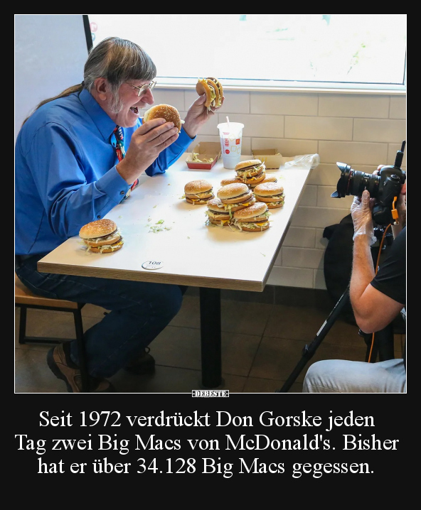 Seit 1972 verdrückt Don Gorske jeden Tag zwei Big Macs.. - Lustige Bilder | DEBESTE.de