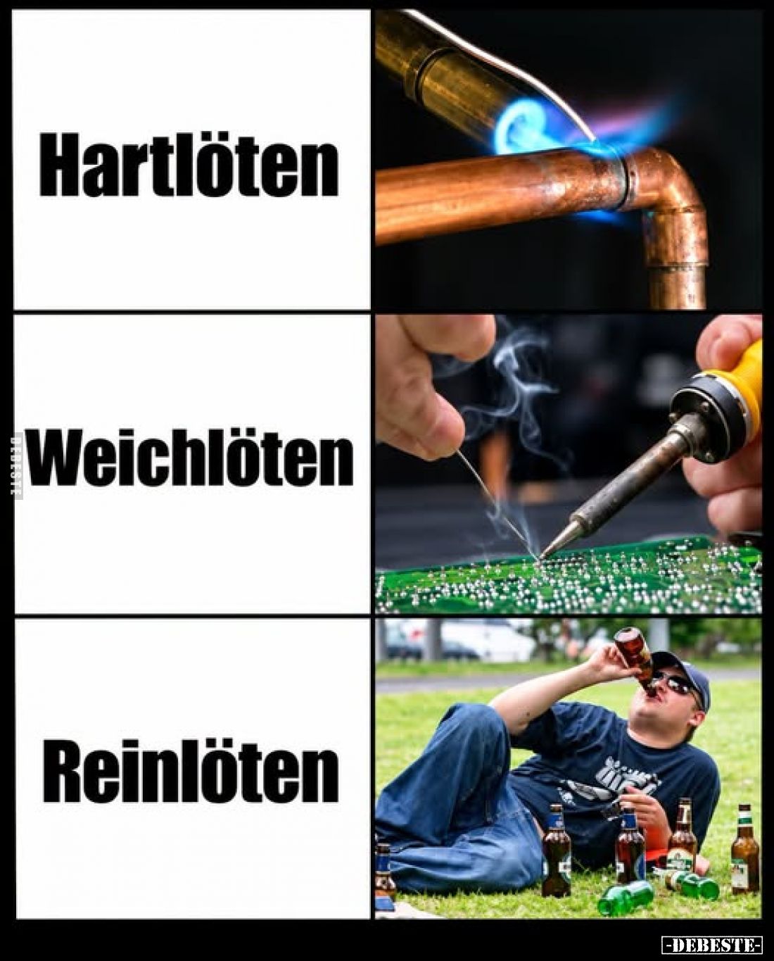 Hartlöten -
Weichlöten -
Reinlöten.