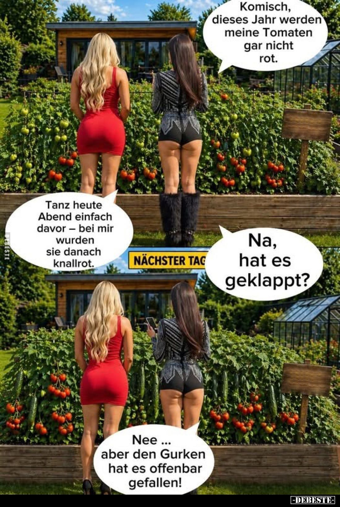 Komisch, dieses Jahr werden meine Tomaten gar nicht rot.
-
Tanz heute Abend einfach davor - bei mir wurden sie danach knall...