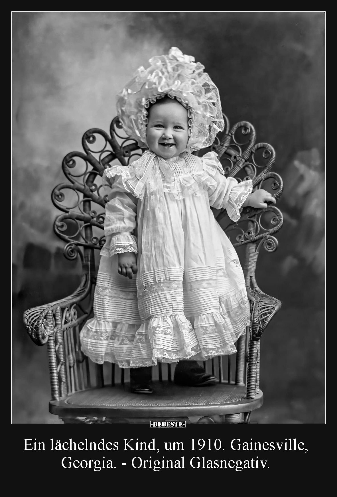 Ein lächelndes Kind, um 1910.
Gainesville, Georgia.
Original Glasnegativ.