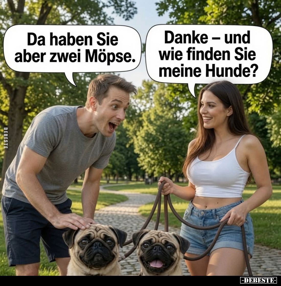 Da haben Sie aber zwei Möpse. -
Danke - und wie finden Sie meine Hunde?