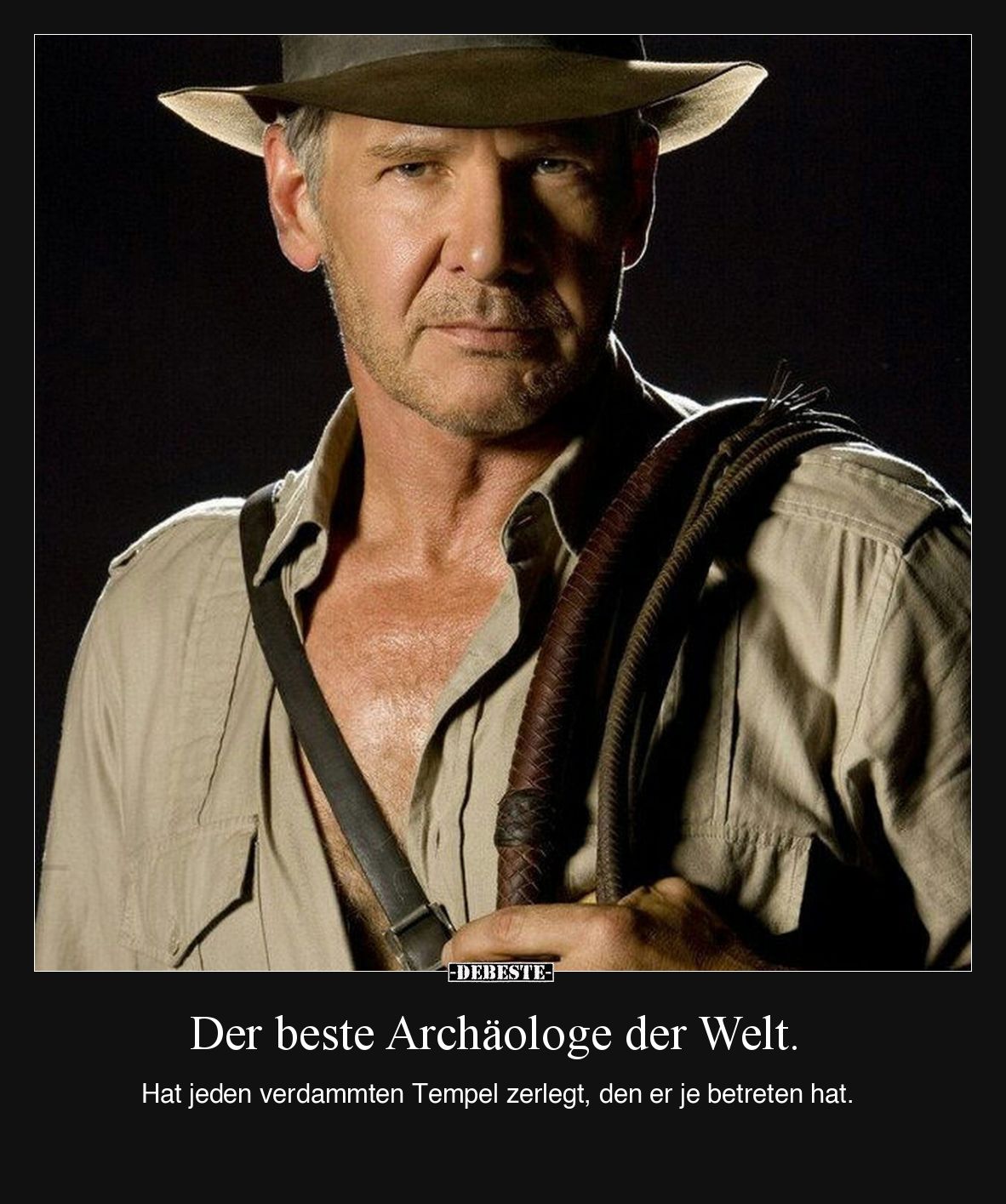 Der beste Archäologe der Welt.

Hat jeden verdammten Tempel zerlegt, den er je betreten hat.