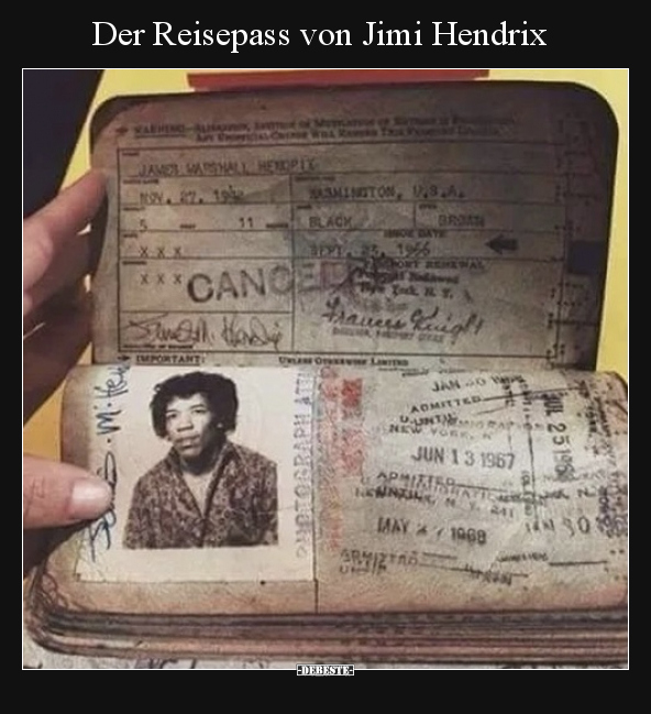 Der Reisepass von Jimi Hendrix.. - Lustige Bilder | DEBESTE.de