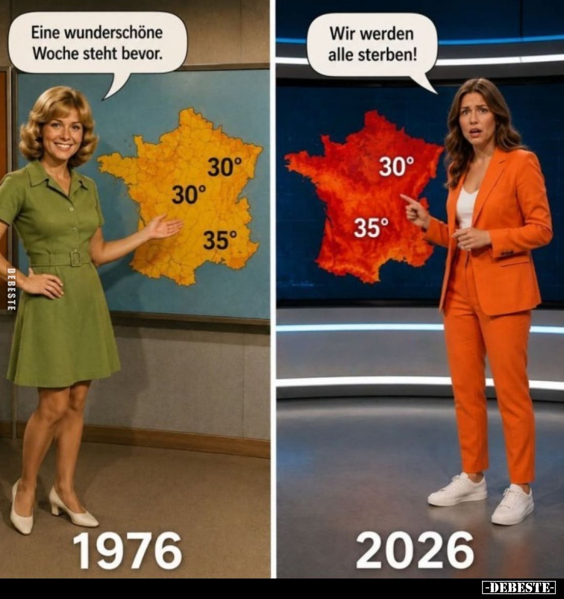 1976: Eine wunderschöne Woche steht bevor.

2026: Wir werden alle sterben!