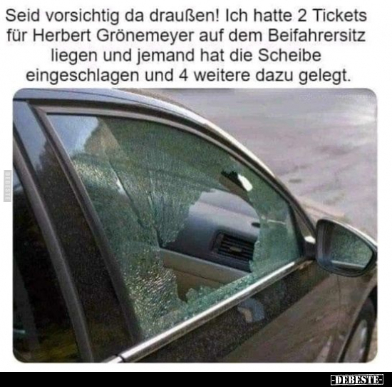 Seid vorsichtig da draußen! Ich hatte 2 Tickets für Herbert.. - Lustige Bilder | DEBESTE.de