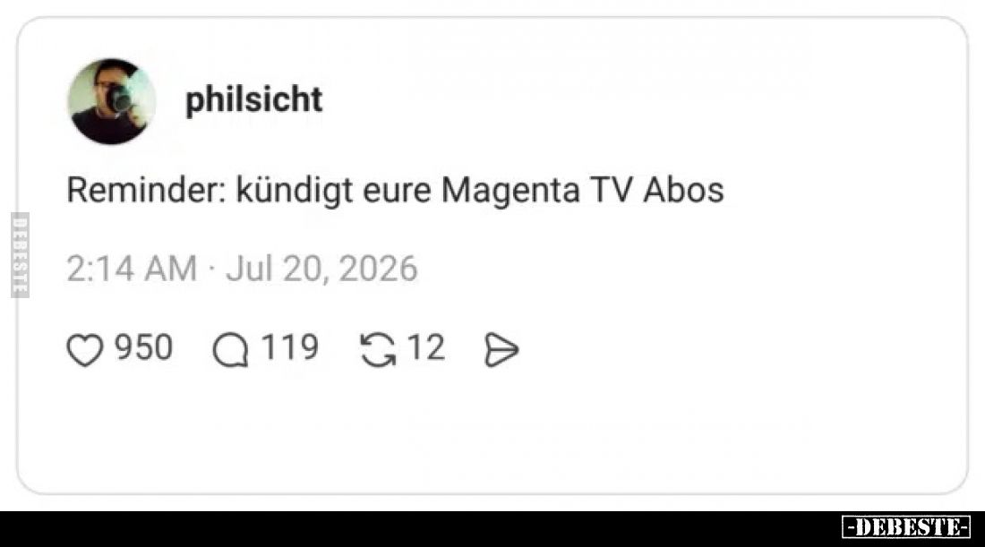 Reminder: kündigt eure Magenta TV Abos.. - Lustige Bilder | DEBESTE.de