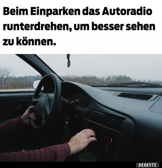 Beim Einparken das Autoradio runterdrehen, um besser sehen.. - Lustige Bilder | DEBESTE.de