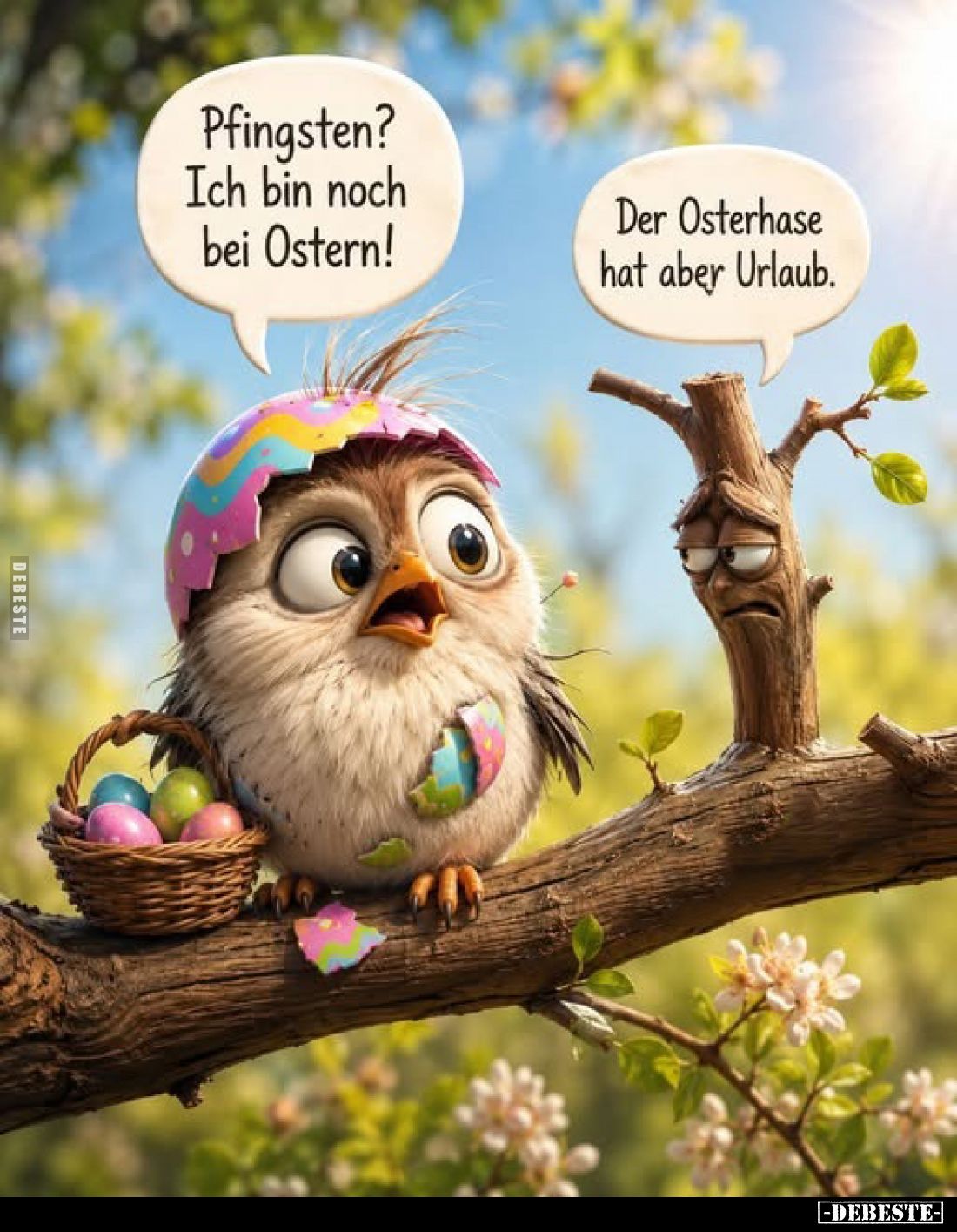 Pfingsten? Ich bin noch bei Ostern!
Der Osterhase hat aber Urlaub.