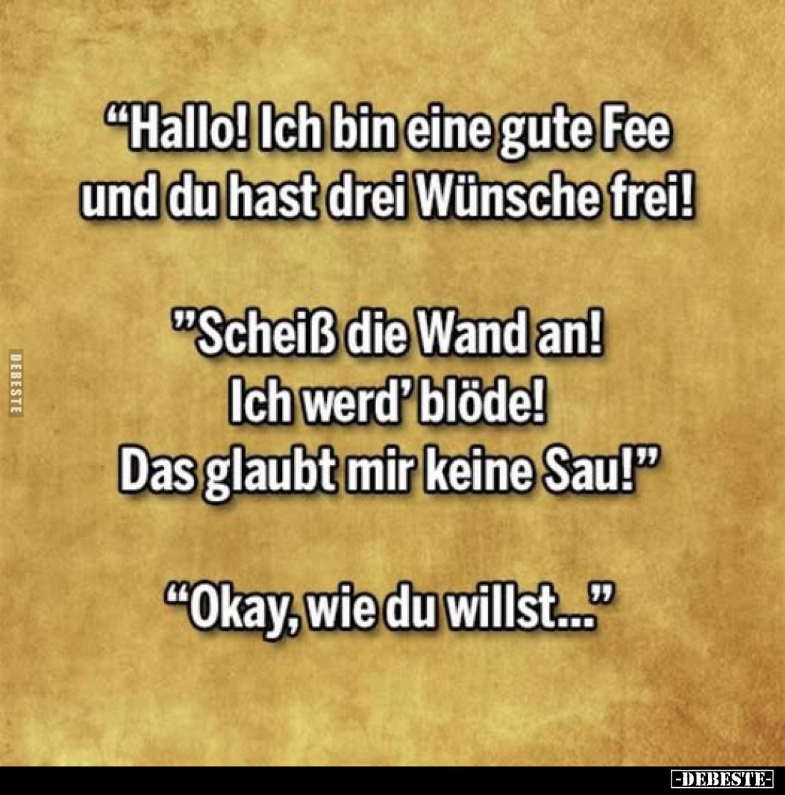 "Hallo! Ich bin eine gute Fee und du hast drei Wünsche frei!".. - Lustige Bilder | DEBESTE.de