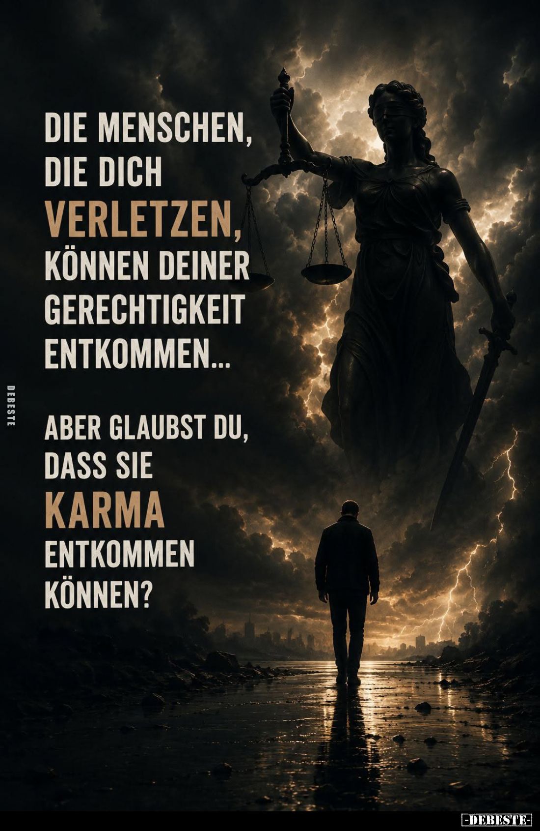 Die Menschen, die dich verletzen, können deiner Gerechtigkeit entkommen...
Aber glaubst du, dass sie Karma entkommen können?