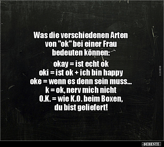 Was die verschiedenen Arten von "ok" bei einer Frau.. - Lustige Bilder | DEBESTE.de