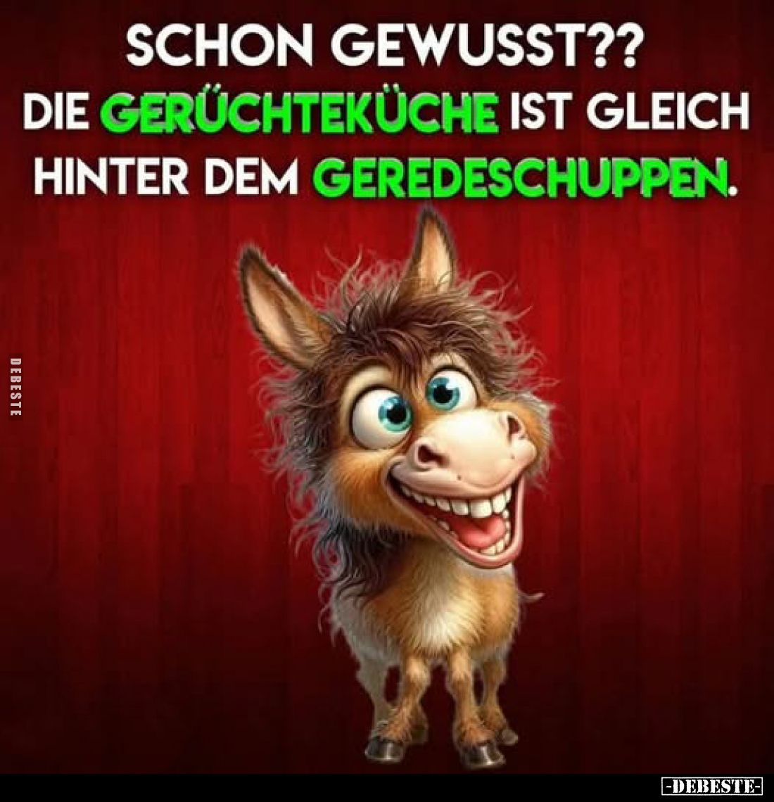 Schon gewusst?? Die Gerüchteküche ist gleich hinter dem Geredeschuppen.