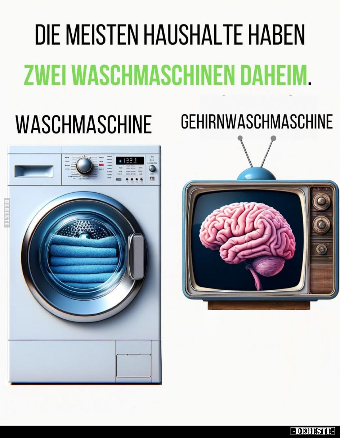 Die meisten Haushalte haben
zwei Waschmaschinen daheim.