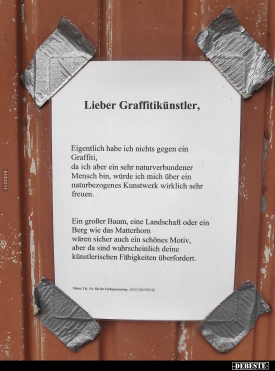 Lieber Graffitikünstler... - Lustige Bilder | DEBESTE.de