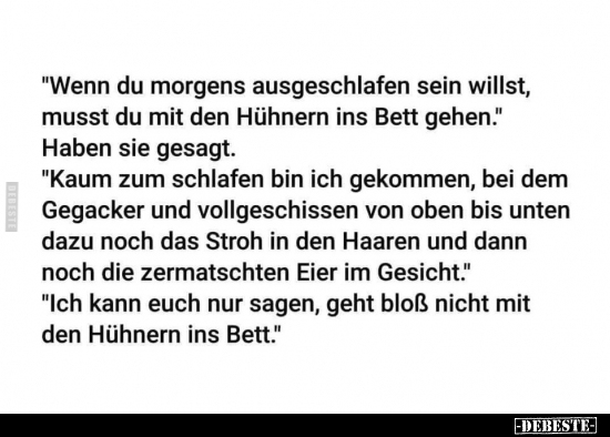 "Wenn du morgens ausgeschlafen sein willst, musst du mit.." - Lustige Bilder | DEBESTE.de