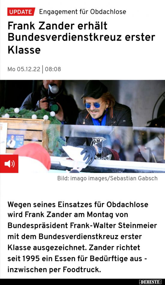 Frank Zander erhält Bundesverdienstkreuz erster Klasse.. - Lustige Bilder | DEBESTE.de