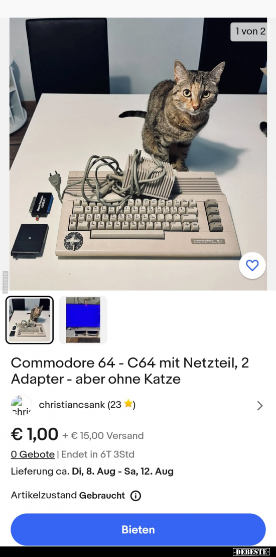 Commodore 64 - C64 mit Netzteil, 2 Adapter - aber ohne.. - Lustige Bilder | DEBESTE.de