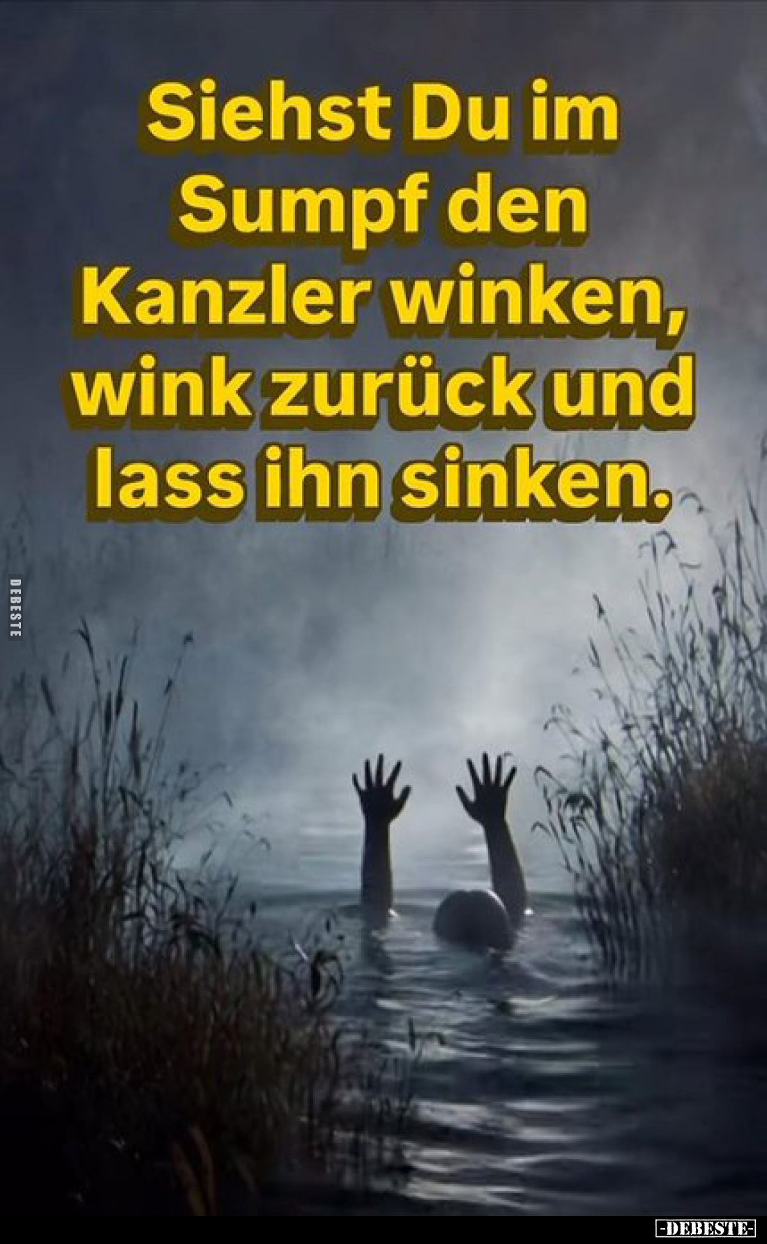 Siehst Du im Sumpf den Kanzler winken, wink zurück und lass ihn sinken.