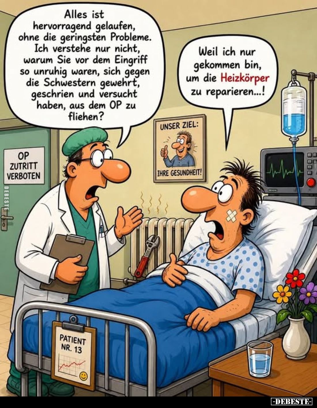 Alles ist hervorragend gelaufen, ohne die geringsten Probleme. Ich verstehe nur nicht, warum Sie vor dem Eingriff so unruhig ...
