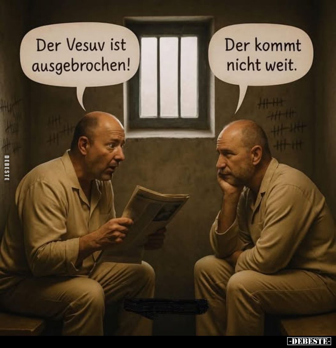 Der Vesuv ist ausgebrochen!
Der kommt nicht weit.
