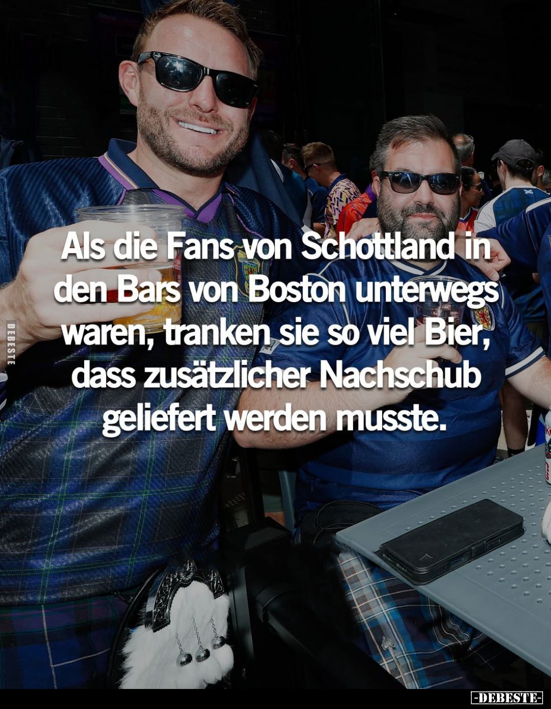 Als die Fans von Schottland in den Bars von Boston unterwegs waren, tranken sie so viel Bier, dass zusätzlicher Nachschub gel...