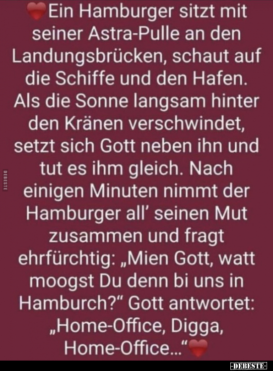 Ein Hamburger sitzt mit seiner Astra-Pulle an den.. - Lustige Bilder | DEBESTE.de