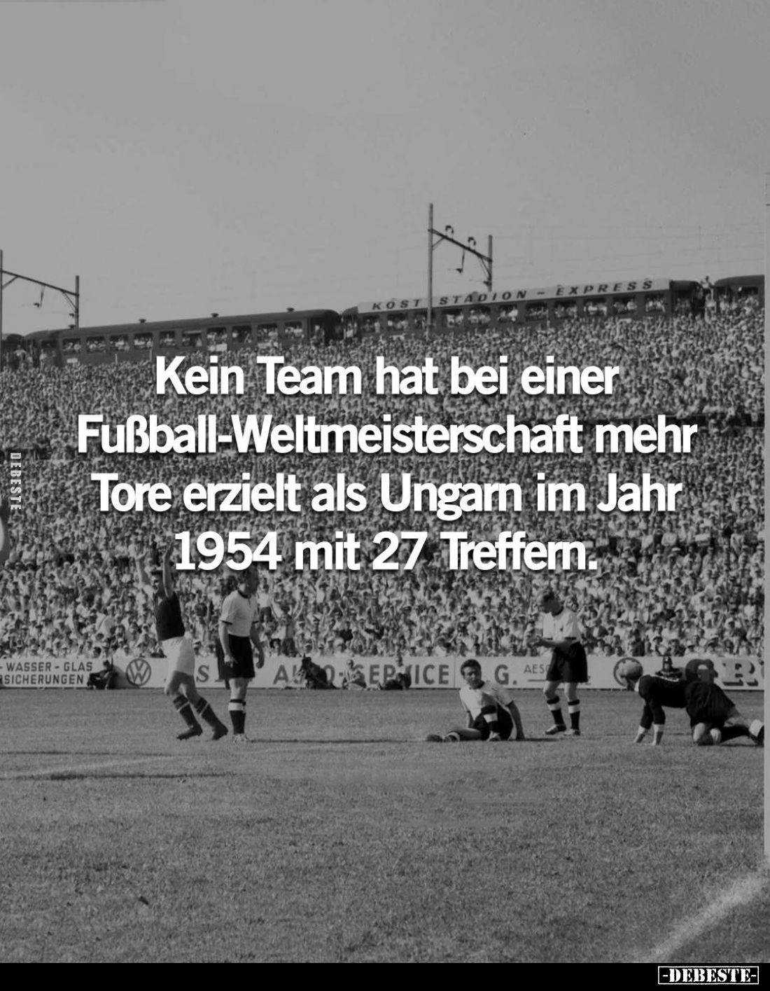 Kein Team hat bei einer Fußball-Weltmeisterschaft mehr Tore erzielt als Ungarn im Jahr 1954 mit 27 Treffern.