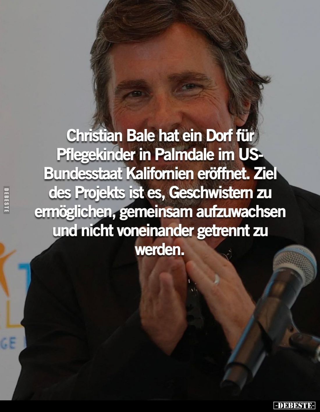 Christian Bale hat ein Dorf für Pflegekinder in Palmdale im US-Bundesstaat Kalifornien eröffnet. Ziel des Projekts ist es, Ge...