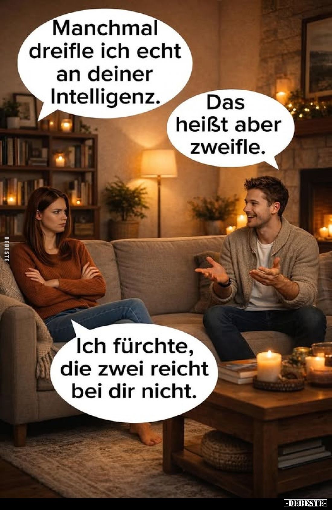 Manchmal dreifle ich echt an deiner Intelligenz.
Das heißt aber zweifle.
Ich fürchte, die zwei reicht bei dir nicht.