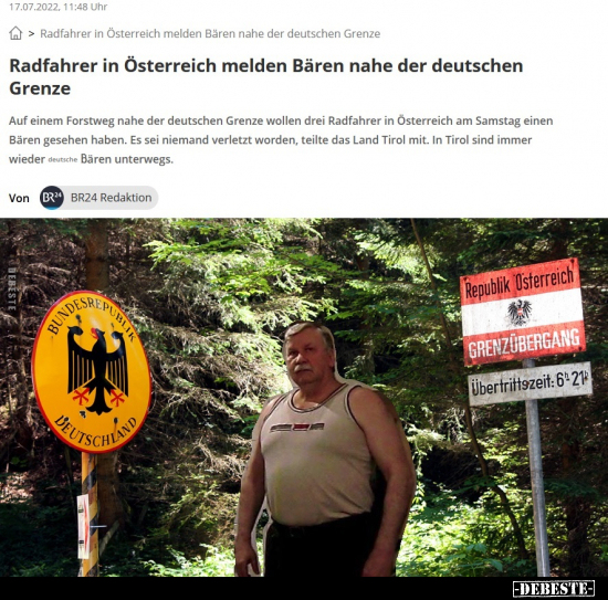 Radfahrer in Österreich melden Bären nahe der deutschen.. - Lustige Bilder | DEBESTE.de