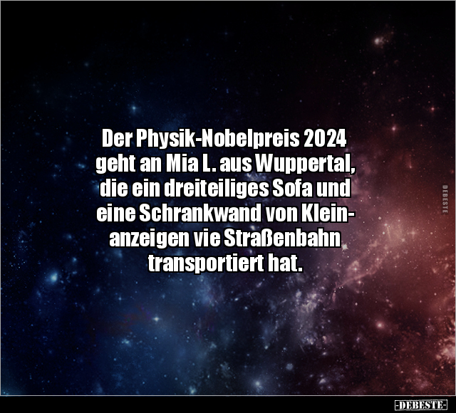 Der Physik-Nobelpreis 2024 geht an Mia L.. - Lustige Bilder | DEBESTE.de