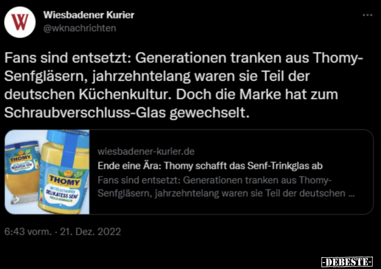 Fans sind entsetzt: Generationen tranken aus Thomy.. - Lustige Bilder | DEBESTE.de