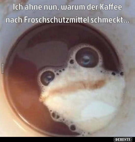 Ich ahne nun, warum der Kaffee nach Froschschutzmittel.. - Lustige Bilder | DEBESTE.de